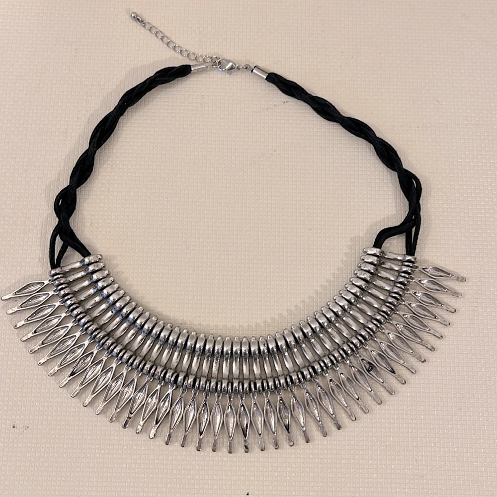 Silver Statement Choker Necklace - image 4